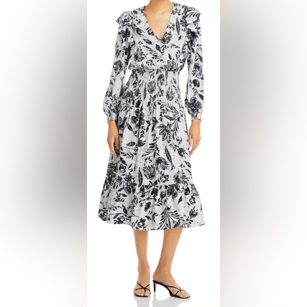 Aqua Smocked Floral Long Sleeve Maxi Dress - NWT - Size S